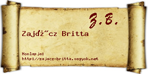 Zajácz Britta névjegykártya